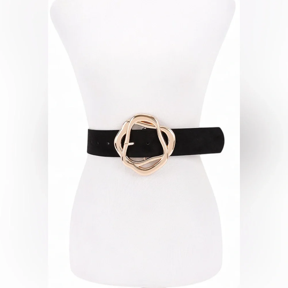 Vegan Suede Statement Belt - Brown, Camel, Black